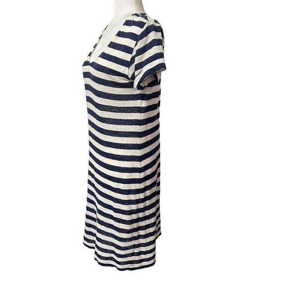 THEORY Soft Linen Shirt Dress Navy & White Striped Small Nautical Karelo - Picture 12 of 16